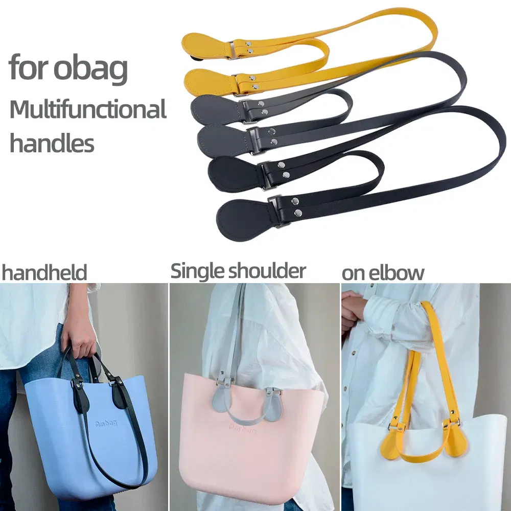 Color: Silver - New Long Short Leather Handheld Single Shoulder One-Piece Straps Handles O Bag Accessories Multifunctional Strap for Obag