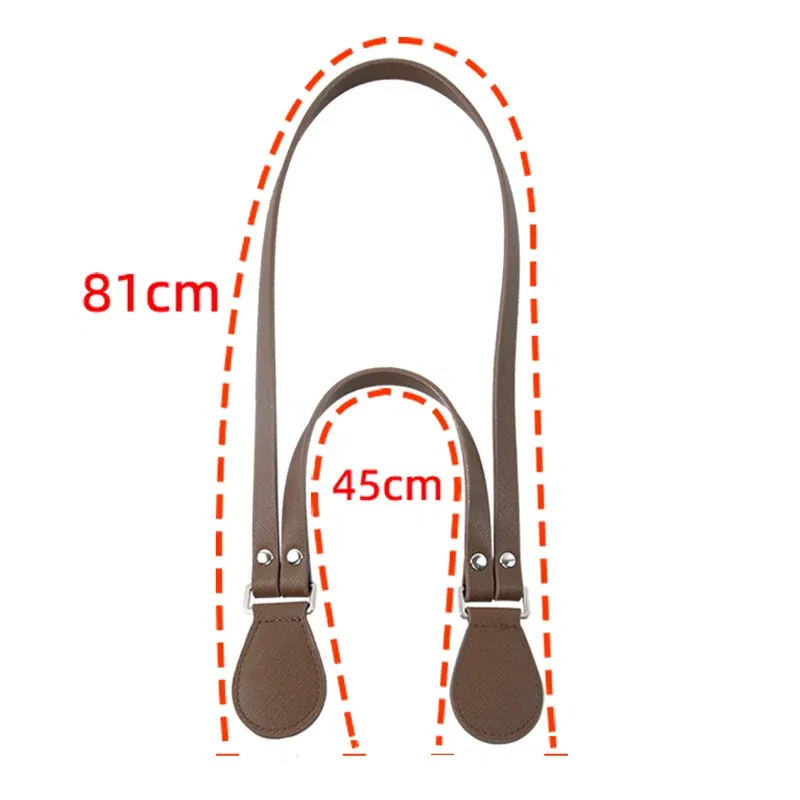 Color: Silver - New Long Short Leather Handheld Single Shoulder One-Piece Straps Handles O Bag Accessories Multifunctional Strap for Obag