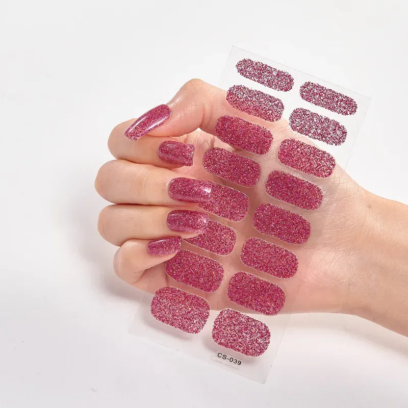 Color: Ice Blue - Nail Sticker Shiny Design Full Beauty Stickers for Nails Decals Plain Stickers Women Salon Nail Art