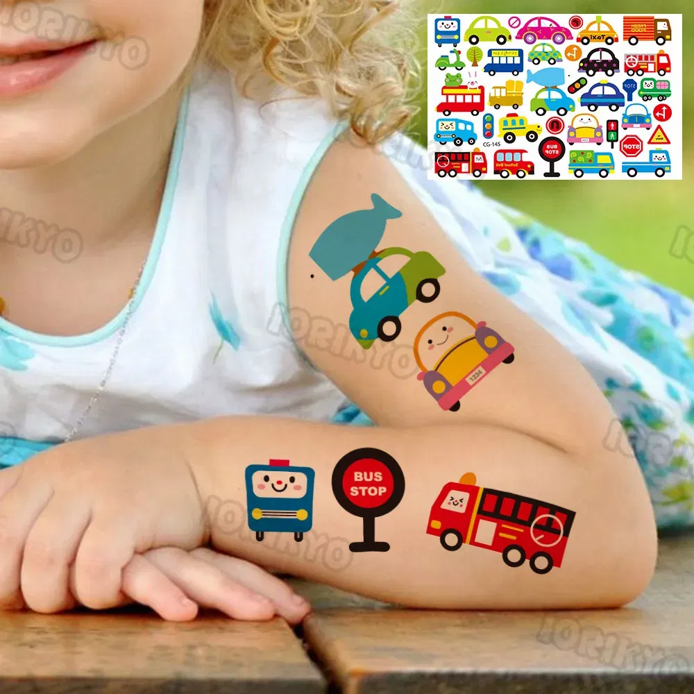 Color: transparent - Colorful Dino Temporary Tattoos For Kids Boys Girl Baby Fake Jurassic Dinosaur Tattoo Sticker Small Cute Tatoos Face Hands