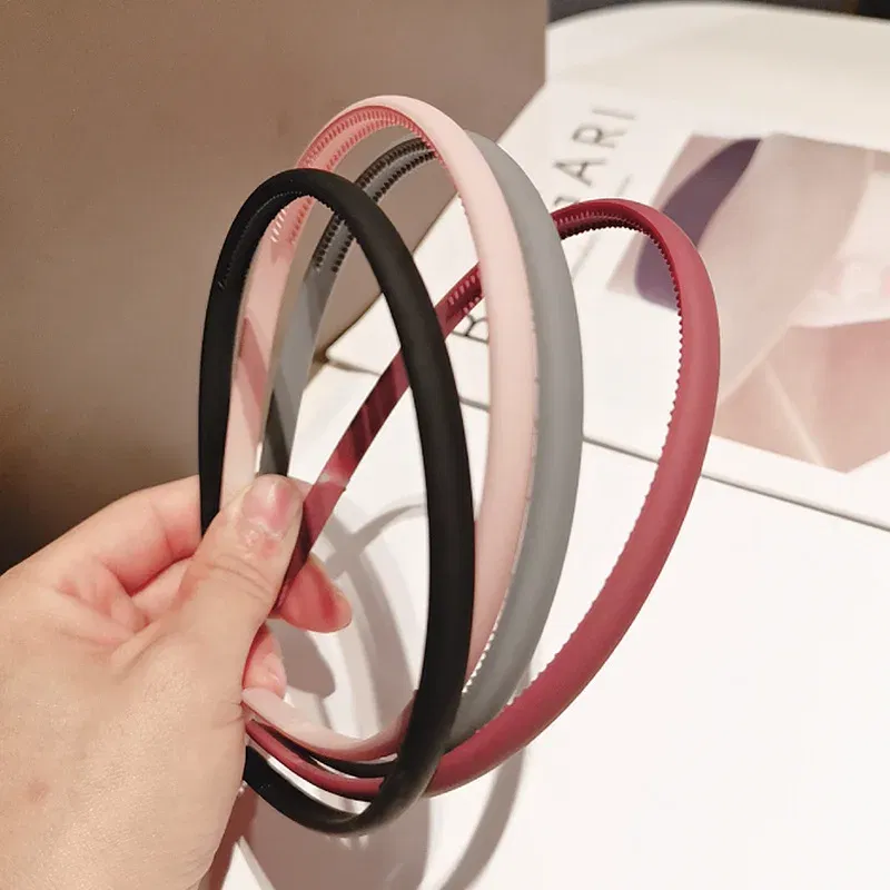 Color: Silver - New Fashion Solid color resin Simple frosted anti-slip wave shape Toothed Wild Hairbands Women Girls Hair Accessories Headdress