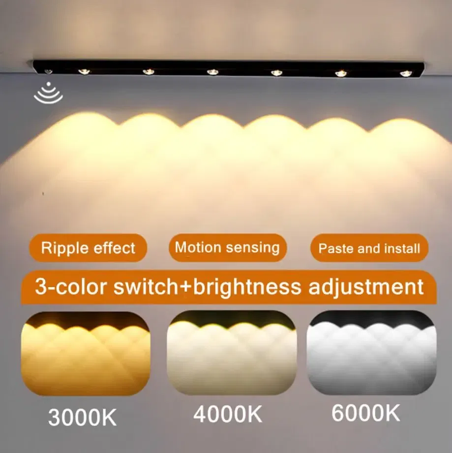 Color: Warm Yellow, Ships From: CHINA, Emitting Color: light yellow - LED Night Light Kitchen Under Cabinet Light 17/30/60cm Rechargeable PIR Motion Sensor Closet Wardrobe Lamp Aluminum Night Light