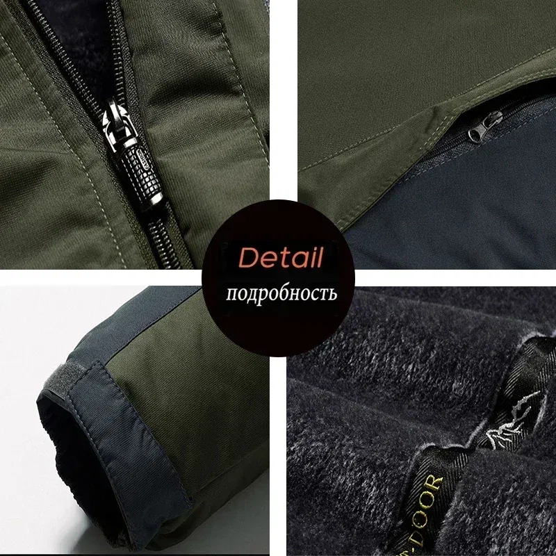 Color: Blue, Size: 4XL - Winter Jacket Men Thick Fleece Waterproof Outwear unload Jackets Men's Windbreaker Army Parka Raincoat Coats Plus Size 8XL 9XL