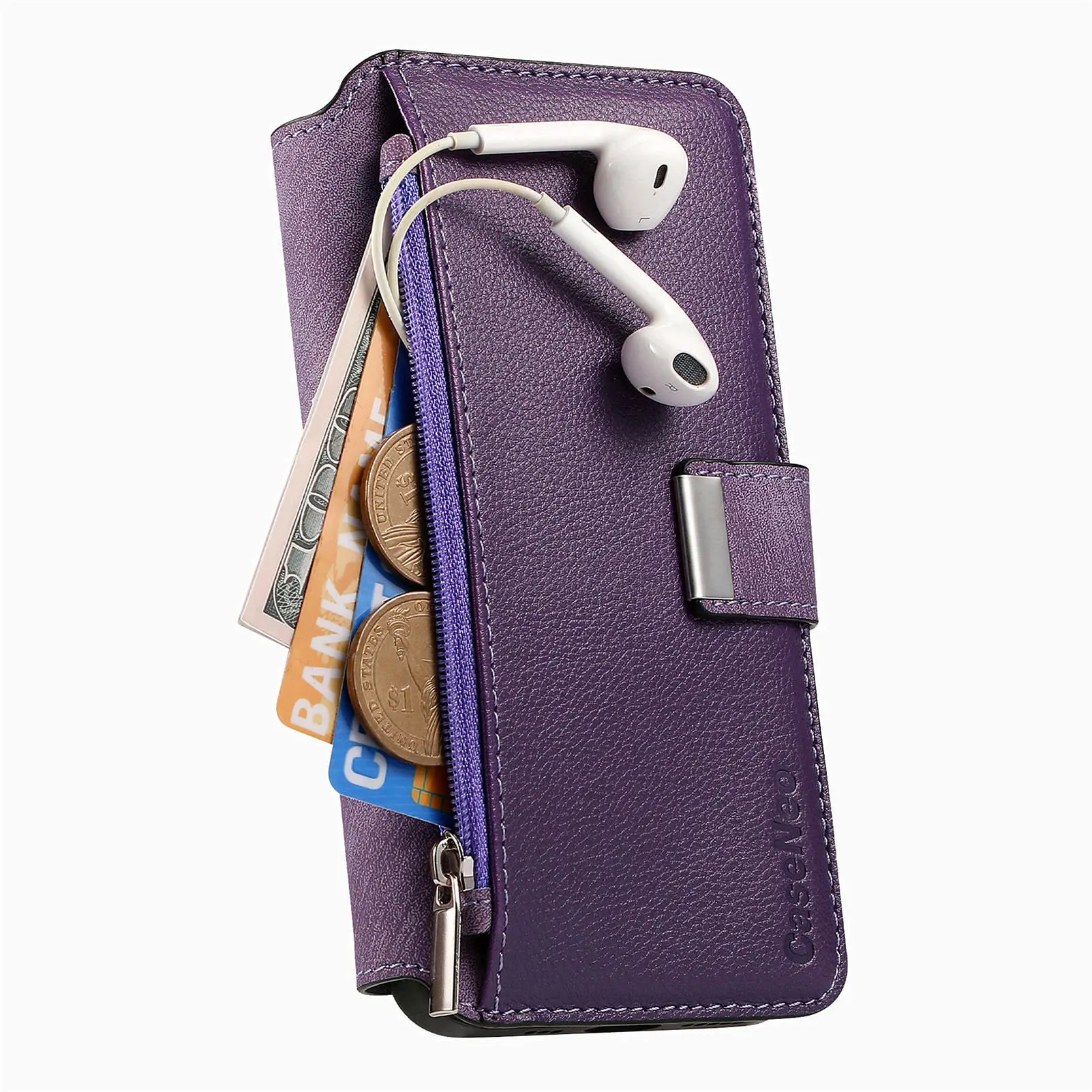 Color: Brown, Material: aluminum - With Magsafe Wallet Case For Xiaomi Poco X6 X5 X3 M6 M5S M4 M3 F6 F5 Pro F3 C31 Zipper Leather Multi 6 Card Slot Removable Cover