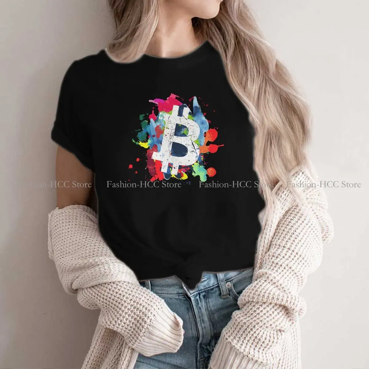 Color: black, Size: M - Bitcoin Polyester TShirts Art Personalize Men's T Shirt Funny Clothing