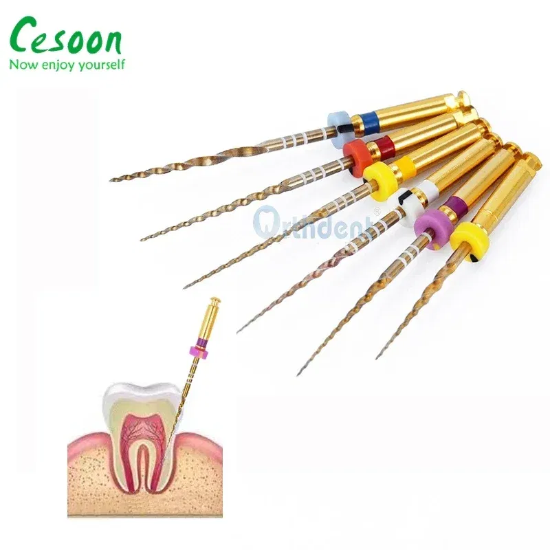 Color: Red - Dental Heat Activation Gold Flexible Files Endodontic Endo NITI Rotary File Nickel Titainium For Root Canal Dentistry Lab Tools