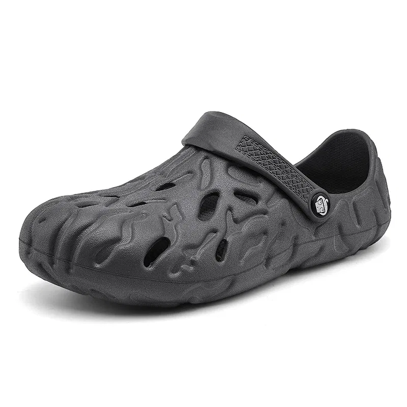 Color: Blue, Shoe Size: 41 - Men Summer Slippers Thick Sole Mens Clogs Sandals Hollow Breathable Flip Flops Sandals Shoes Fashion Beach Slippers