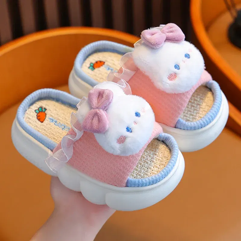 Color: Yellow, Shoe Size: 5 - Women's Slippers Casual Cute Cartoon Open Toe Platform Slippers Girls' Breathable, Lightweight, Non-slip Home Shoes