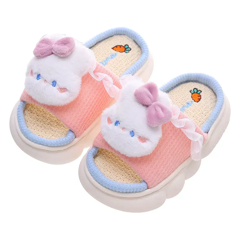 Color: Yellow, Shoe Size: 5 - Women's Slippers Casual Cute Cartoon Open Toe Platform Slippers Girls' Breathable, Lightweight, Non-slip Home Shoes