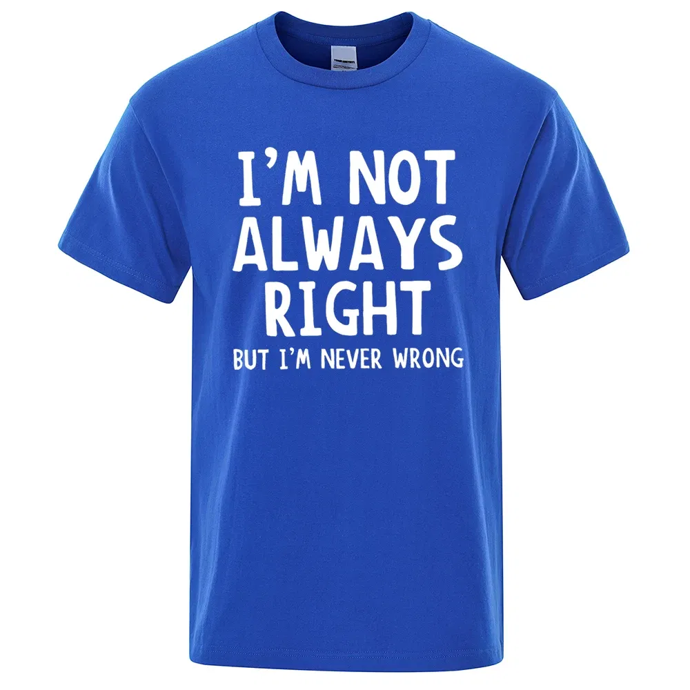 Color: Gold, Size: XXXL - I'M Not Always Right Letter Male T-Shirt High Quality T Shirts Summer Oversized Short Sleeve Clothes Cotton Loose Street Tops
