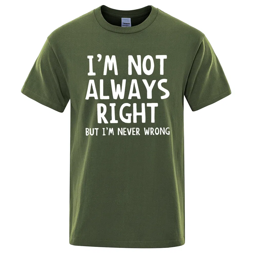 Color: Gold, Size: XXXL - I'M Not Always Right Letter Male T-Shirt High Quality T Shirts Summer Oversized Short Sleeve Clothes Cotton Loose Street Tops