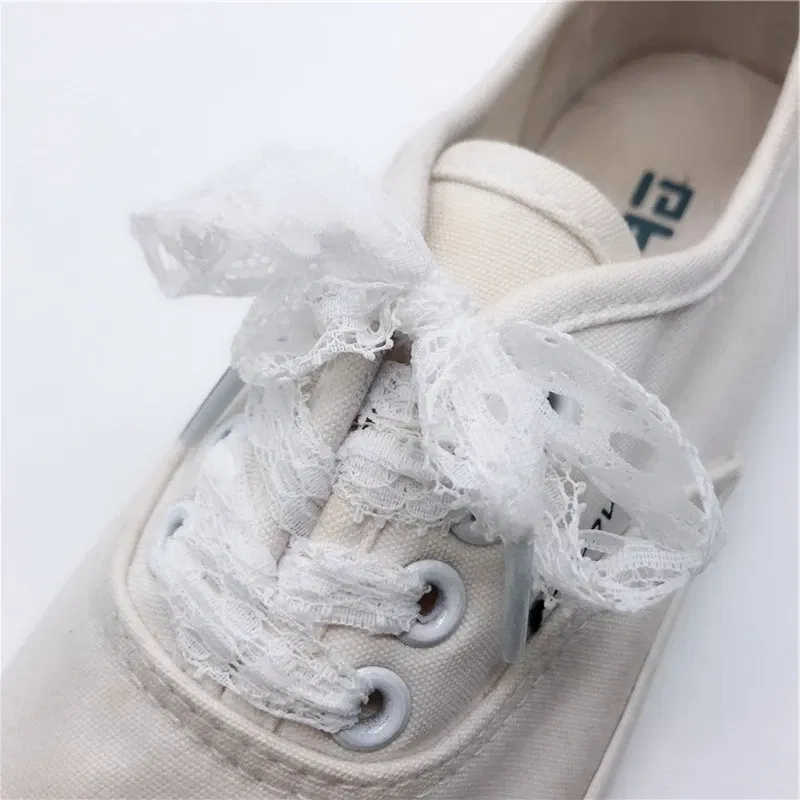 Color: WHITE, Length: 80cm, Ships From: CHINA - 1 Pair New Lace Shoelaces Women's Casual Shoes Fashion Ribbon Shoelace Outdoor Sneakers Black Shoe Laces 80CM/100CM/120CM