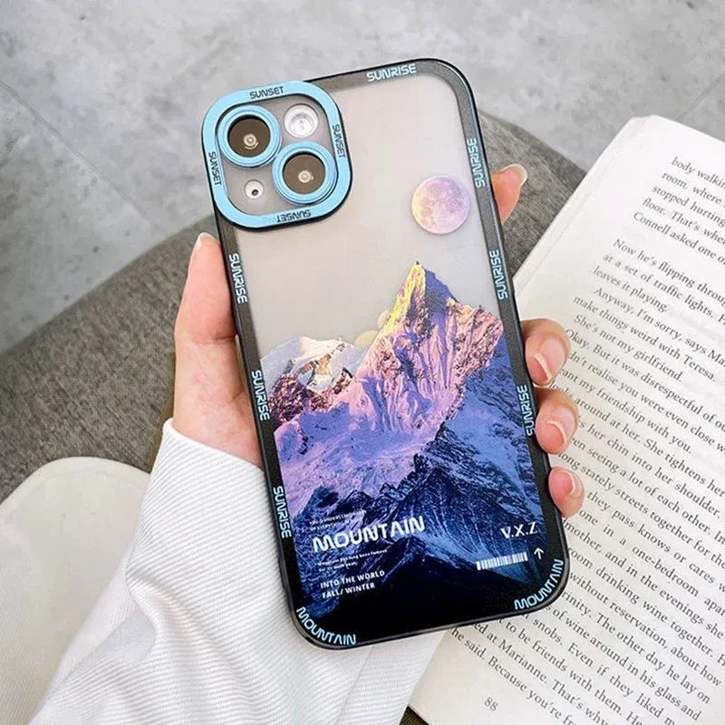 Color: Brown, Material: PP - Retro INS Sunset Sky Clouds Moon Pattern Case For Samsung Galaxy S10 S20 S21 S22 S23 S24 FE Plus Ultra Note 20 Shockproof Cover