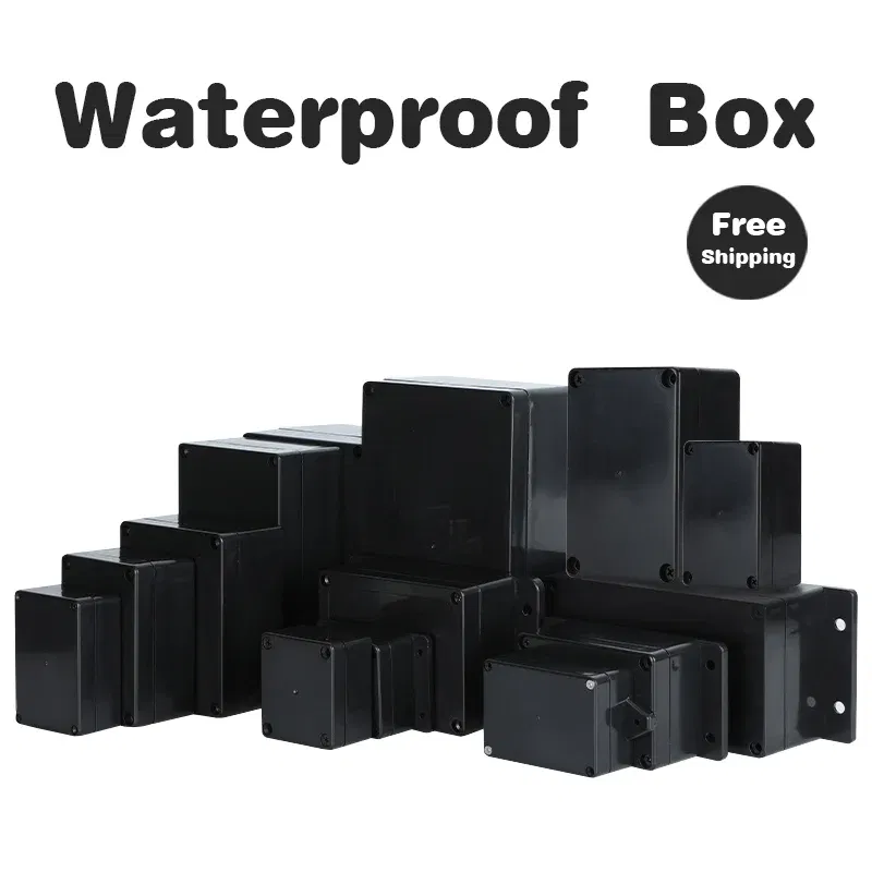 Color: Silver - Black plastic waterproof wire junction box power supply outdoor security monitoring open-mounted waterproof box abs plastic shel