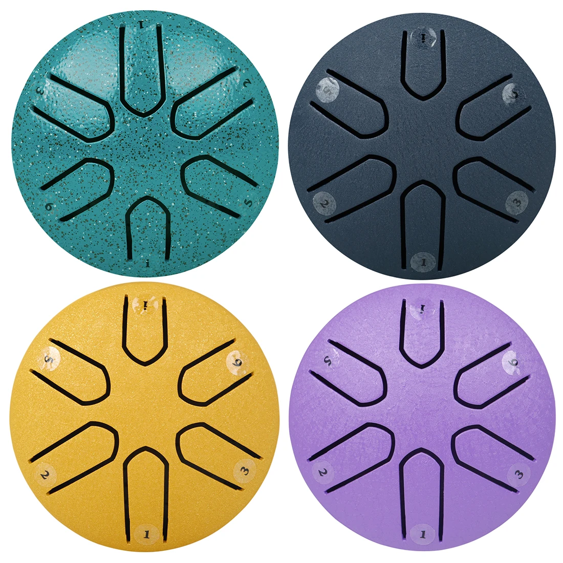 Color: DEEP BLUE - 3 Inch 6-Tone Steel Tongue Drum Mini Hand Pan Drums with Drumsticks Percussion Musical Instruments Drum Accessories