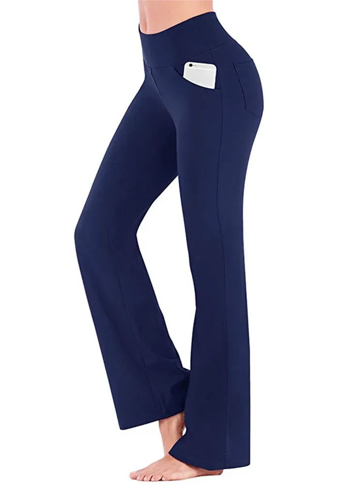 Color: Blue, Size: S - Ogilvy Mather Solid Elegant Female Lady Women's Legs Pants Palazzo Flared Wide Killer High Waist OL Ladies Career Long Trousers