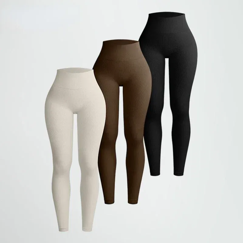 Color: black, Size: S - Seamless Knit Yoga Leggings Women Thread Solid Tights Gym Workout Running Stretchy High Waist Hip Liftting Skinny Gym Leggings