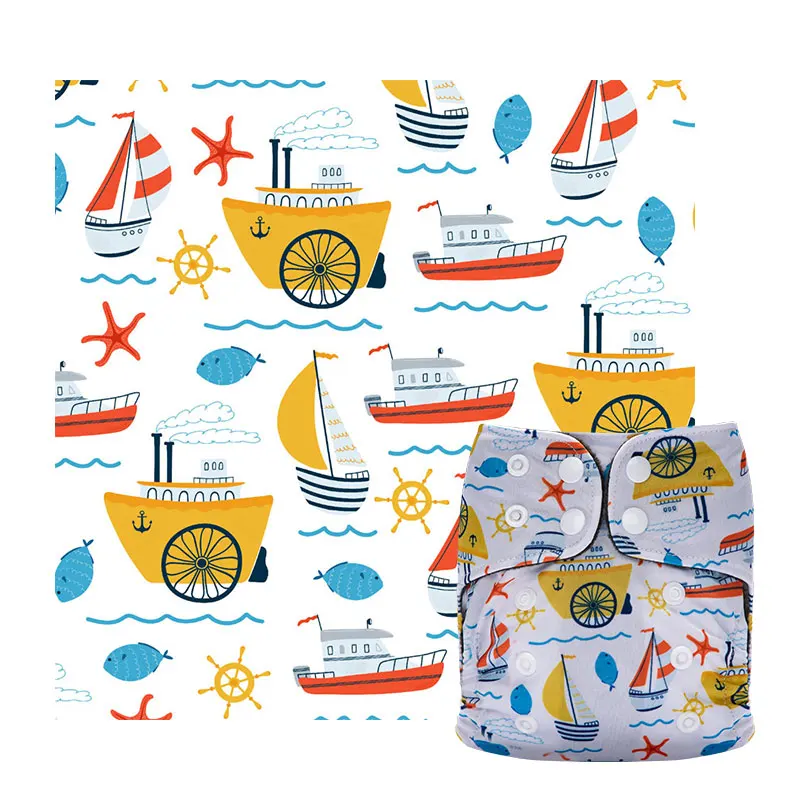 Color: DEEP BLUE - 1Mx1.5M Pul Fabric Waterproof Washable TPU Handmade Polyester Fabric By The Meter Fashion DIY Cloth Diaper Material for Kids