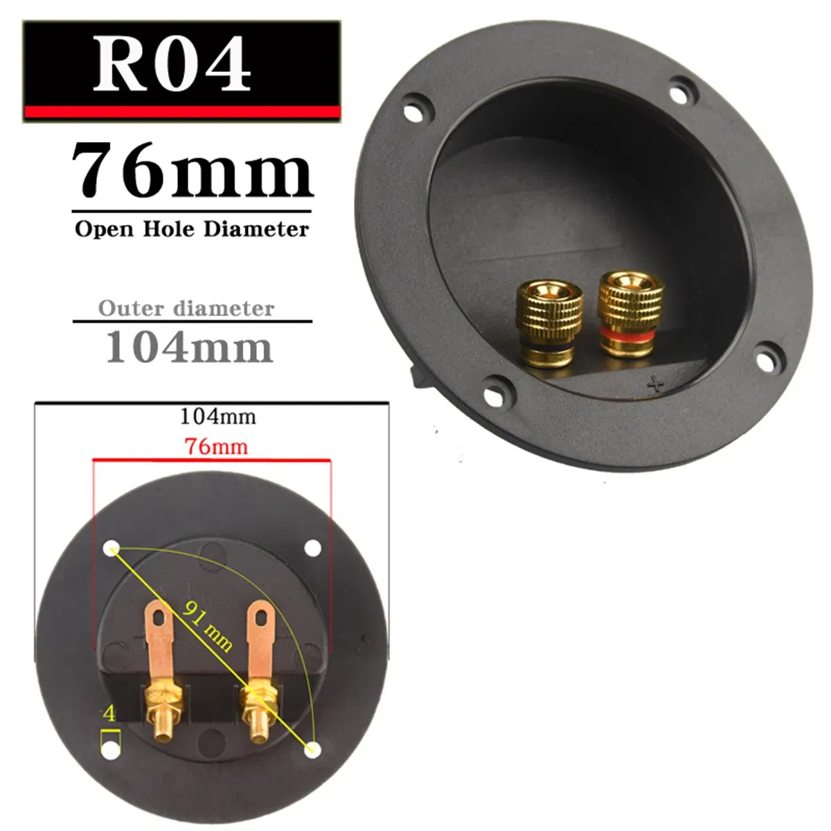 Color: black, Bundle: Bundle 2 - HIFIDIY LIVE Square circle (Install Hole 49-76) speaker junction Box  Terminal Shell 2 copper Binding Post Wire Cable Connector