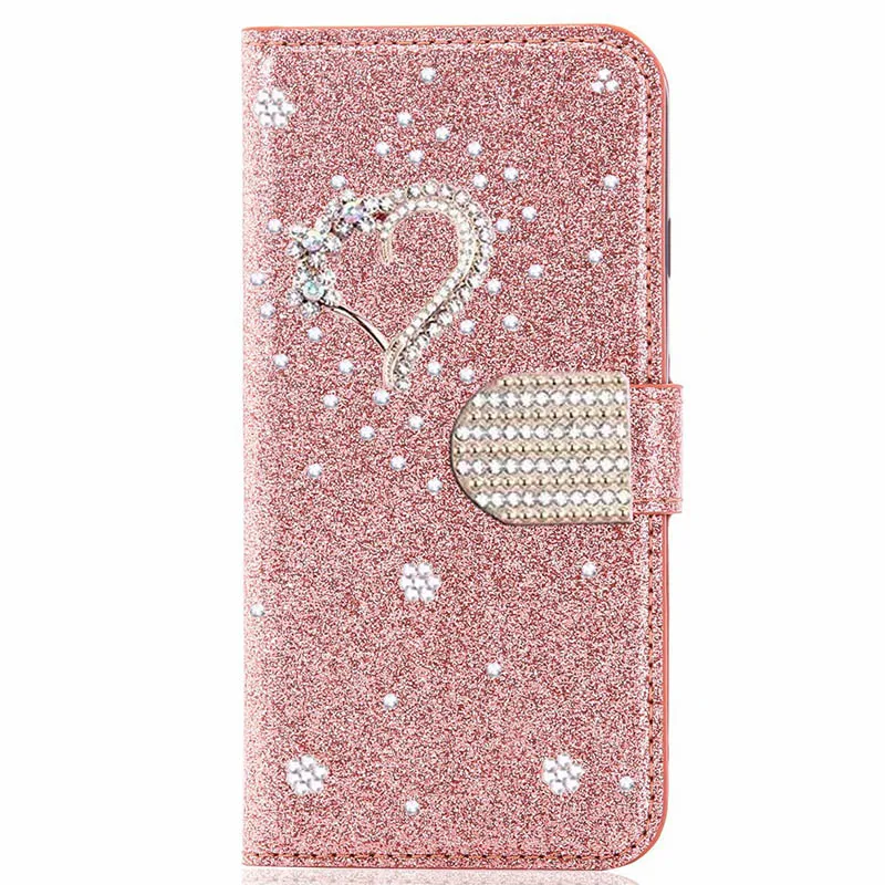 Color: Rose, Material: Leather - Glitter Wallet Leather Case For Samsung Galaxy S25 FE S24 Ultra S23 Plus S22 S21 A35 A36 A56 A55 A13 A14 A15 A16 A26 A34 A33 A54