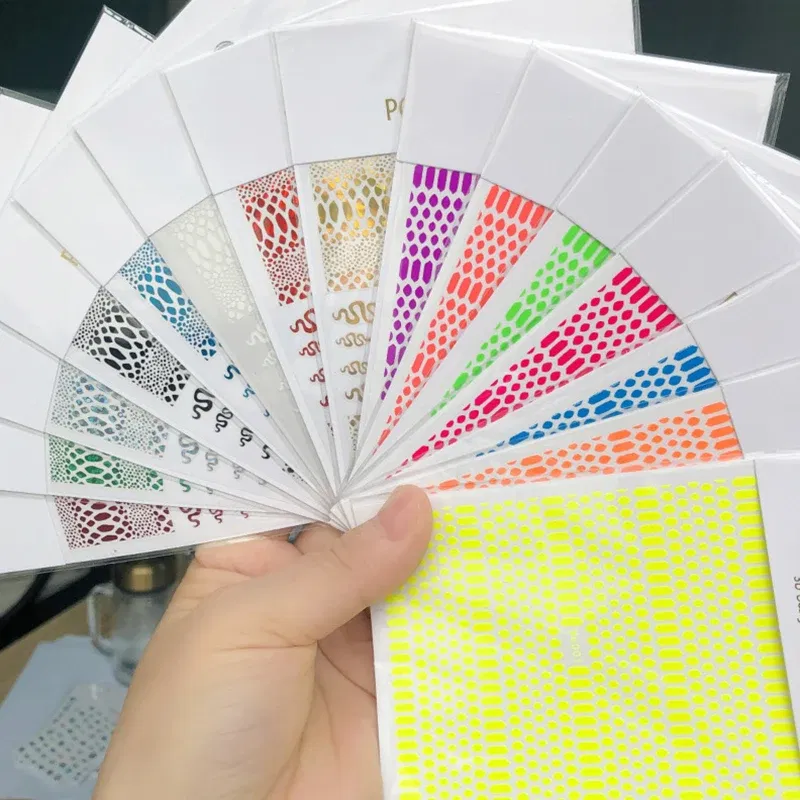Color: Dark skin - 1PCS New English Alphabet Nail Stickers Multi-Color Laser Reflective Nail Slider Art Cool Text Nail Kit