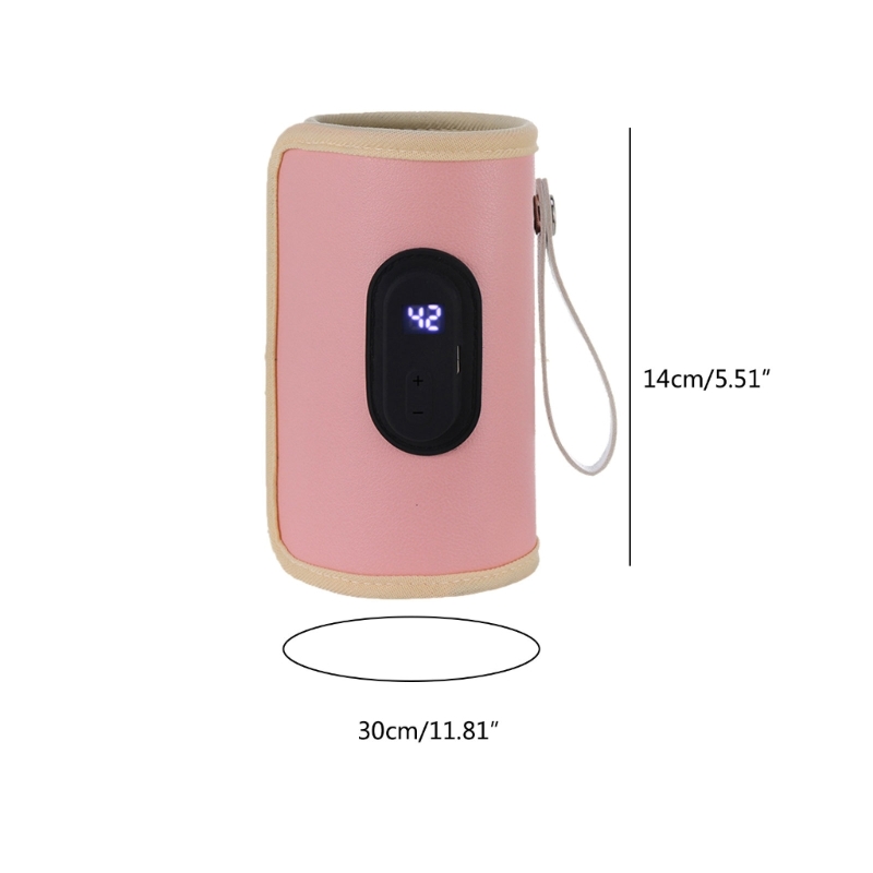 Color: Pink - Nursing Bottle Heater USB Charging Heating Sleeve Milk Warmer 20 Temperature