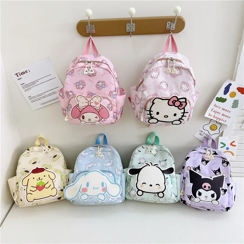 Color: Beige, Size: 12 inches - Sanrioed Anime Hello Kitty Cinnamoroll My Melody Kuromi Cute Kid Backpack Kawaii Cartoon Leather Mini School Bag Holiday Gift