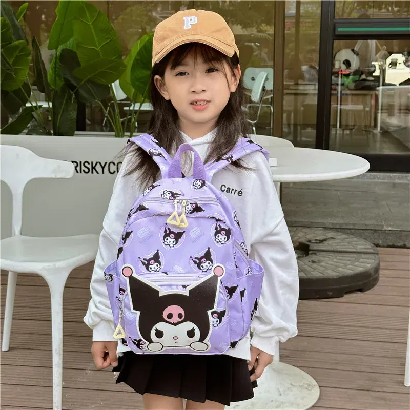 Color: Beige, Size: 12 inches - Sanrioed Anime Hello Kitty Cinnamoroll My Melody Kuromi Cute Kid Backpack Kawaii Cartoon Leather Mini School Bag Holiday Gift