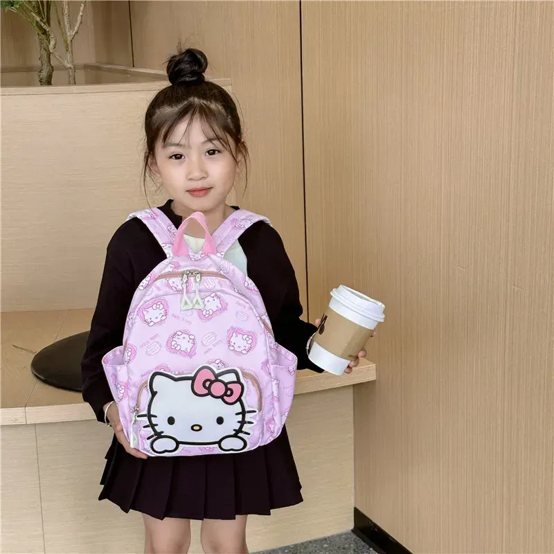 Color: Beige, Size: 12 inches - Sanrioed Anime Hello Kitty Cinnamoroll My Melody Kuromi Cute Kid Backpack Kawaii Cartoon Leather Mini School Bag Holiday Gift