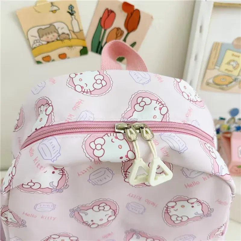 Color: Beige, Size: 12 inches - Sanrioed Anime Hello Kitty Cinnamoroll My Melody Kuromi Cute Kid Backpack Kawaii Cartoon Leather Mini School Bag Holiday Gift