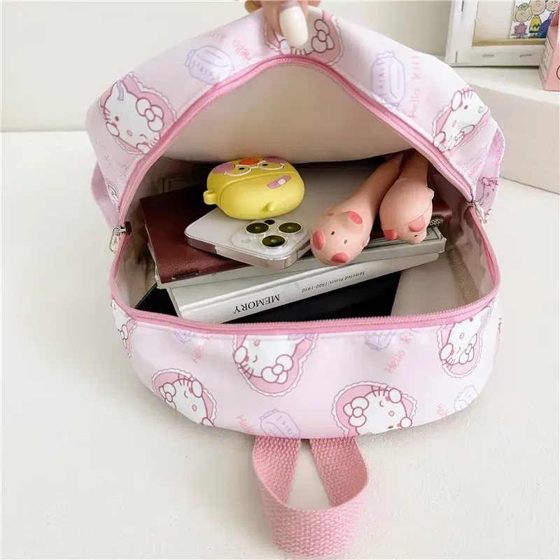 Color: Beige, Size: 12 inches - Sanrioed Anime Hello Kitty Cinnamoroll My Melody Kuromi Cute Kid Backpack Kawaii Cartoon Leather Mini School Bag Holiday Gift