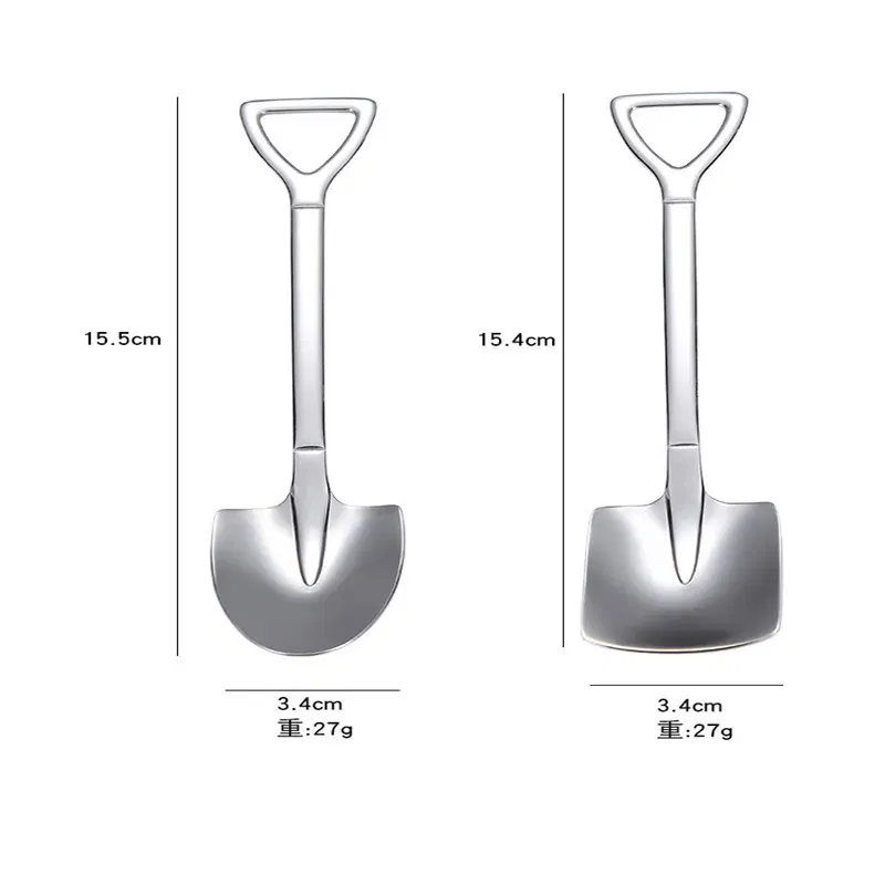 Color: Dark Khaki, Ships From: CHINA - 2021 stainless steel spade spoon coffee stirring spoon eating watermelon dessert ice cream fruit salad spoon teaspoon