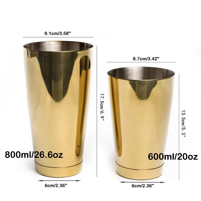 Color: Dark Khaki - Stainless Steel Boston Shaker Bar Shaker with different Surface Finish -2 Piece Cocktail Shaker, 15-Ounce and 25-Ounce