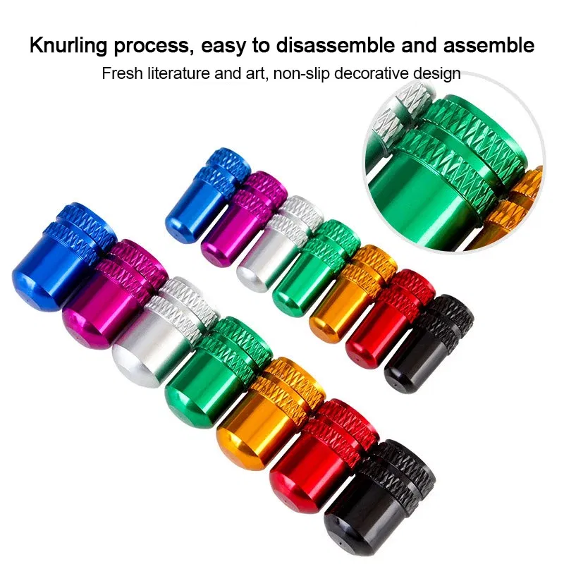 Color: WHITE - 2pc Bicycle Valve Cap Aluminum Alloy Presta/Schrader Road Mountain Bike Tire Valve Cap Dust Protection Cover Bicycle Accessories