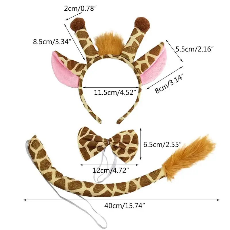 Color: Lavender - Plush Giraffes Headband Giraffes Ear HairBand Plush Giraffes Headband Party Cartoon HairBand Giraffes Headdress Birthday