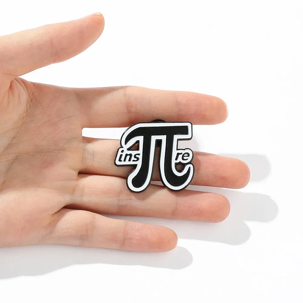 Mathematical Symbol Letters Metal Enamel Pin Badge Brooch Simple Black White Jewelry Accessories  Gift for Teacher Student