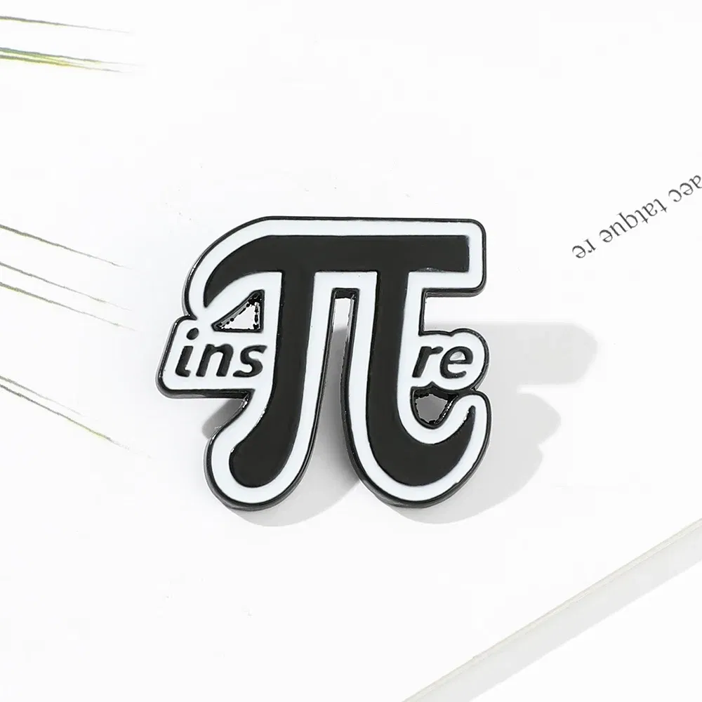 Mathematical Symbol Letters Metal Enamel Pin Badge Brooch Simple Black White Jewelry Accessories  Gift for Teacher Student