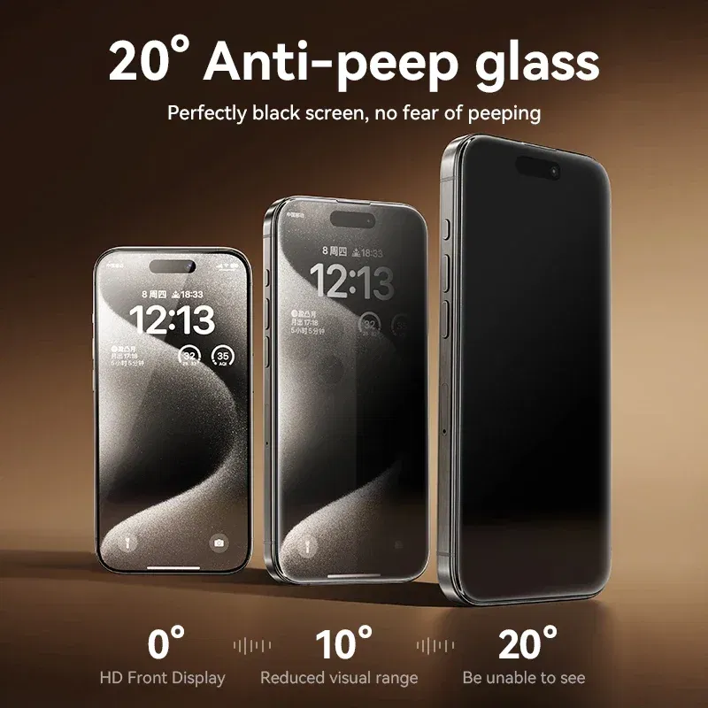 Bundle: 5 Pieces, Ships From: CHINA, Material: High Definition - Joyroom 1/2PCS 20?° Anti-spy Glass For iPhone 16 15 Pro Max Glass For iPhone 14 13 12 Pro Max Privacy Screen Protector Glass