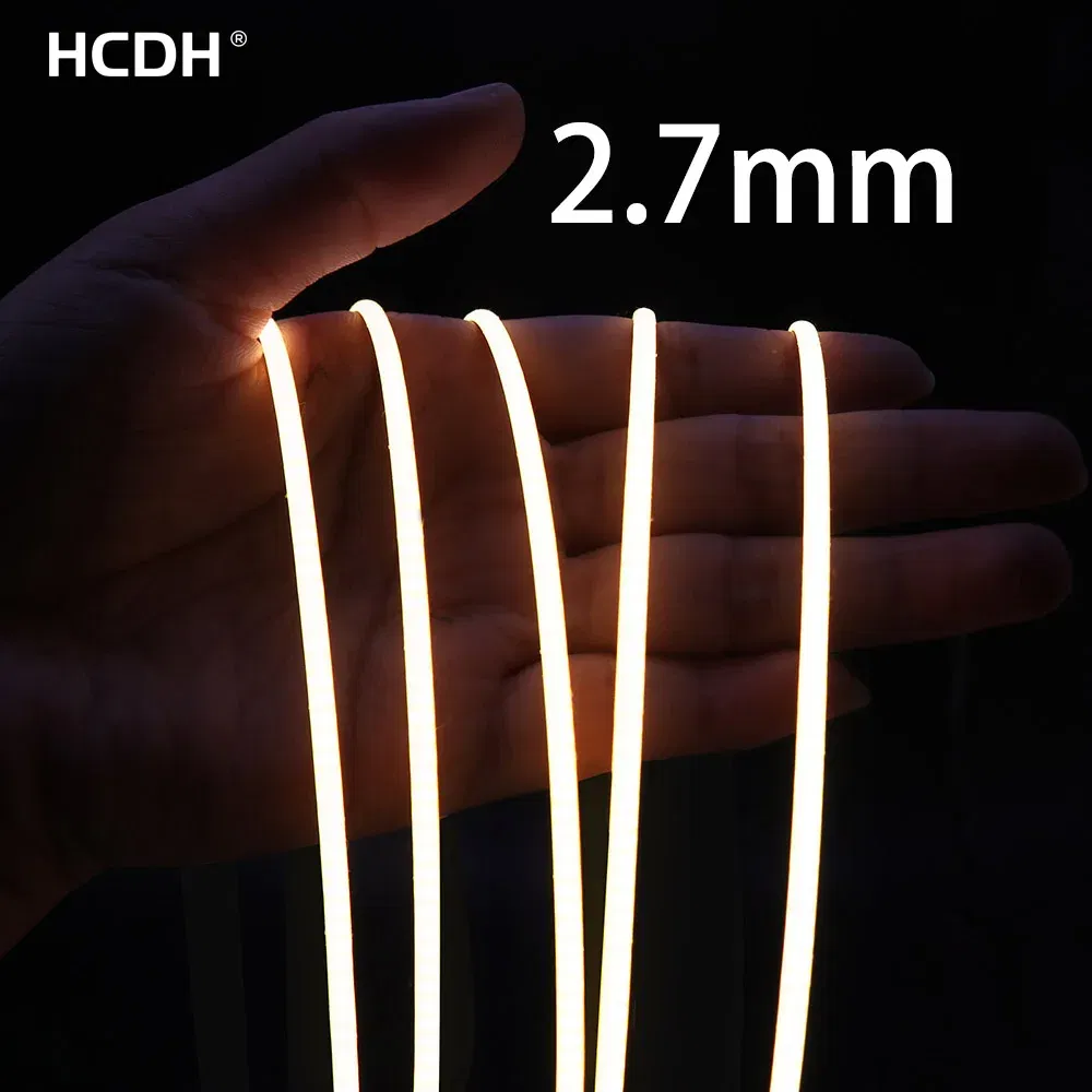Emitting Color: Green, Color: Yellow, Length: 4 m - 2.7mm Ultra Slim COB LED Strip Lights 480LEDs/m Flexible Linear Light Tape Diode Ribbon Backlight Red Amber Purple Car Dimmable