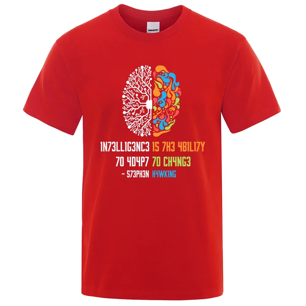 Color: Orange, Size: XL - Intelligence Is The Ability To Adapt To Change Tops Men Women Shirt Loose Clothing Loose Cotton Oversize Tshirt Hip Hop Tops
