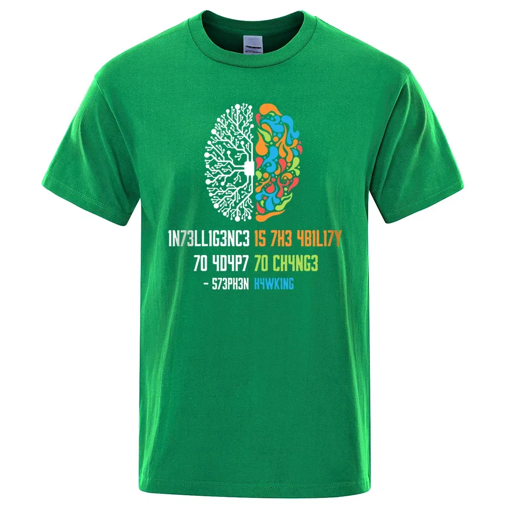 Color: Orange, Size: XL - Intelligence Is The Ability To Adapt To Change Tops Men Women Shirt Loose Clothing Loose Cotton Oversize Tshirt Hip Hop Tops