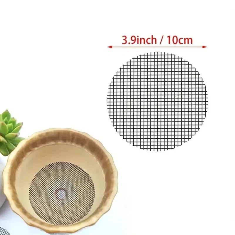 Color: Yellow, Sheet Size: Large - Pot Hole Mesh Pad Mat Grid Round Drainage Hole Screen for Pot Bottom Prevent Soil Loss Anti Bonsai Flower Plant Gardening Tools