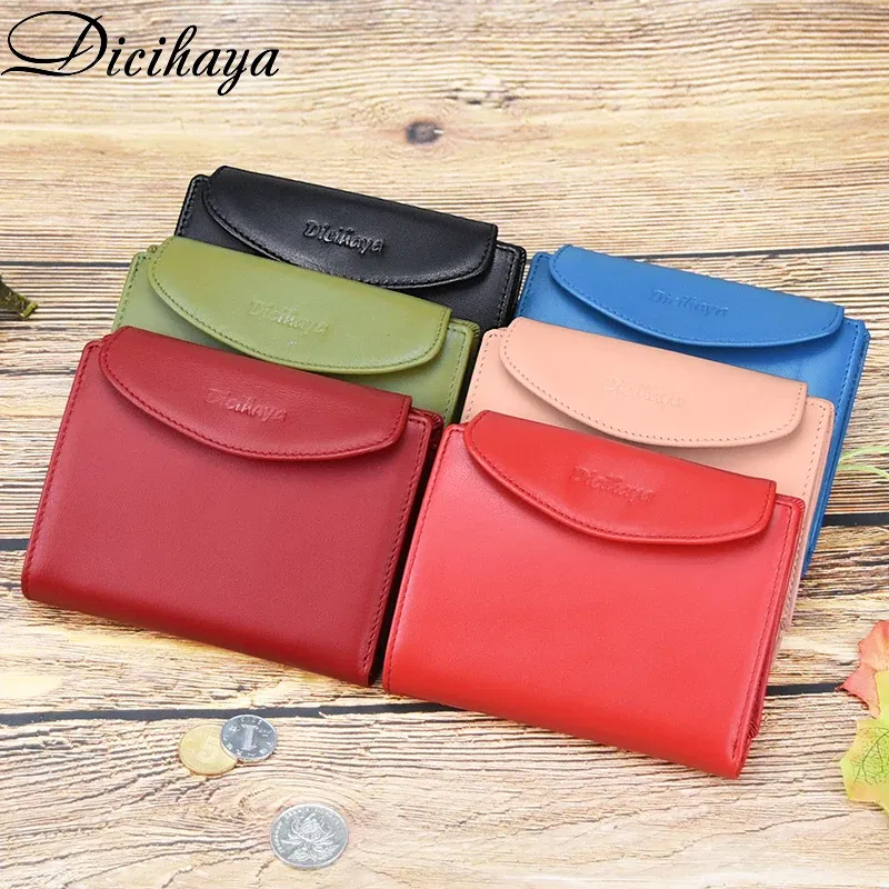 Color: Beige - Genuine Leather Women Wallet Coin Purse For Girls Female Small Portomonee Lady Purse Money Bag Card Holder for Women Mini Clutch