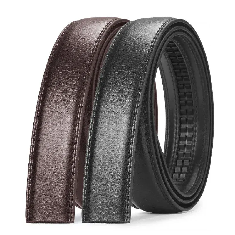 Color: black, Belt Length: 130cm - Men No Buckle 3.5cm Wide 130 140 150 160 170 cm Large Plus Size Belt Straps No Buckle for Automatic Buckle Genuine Leather Belts
