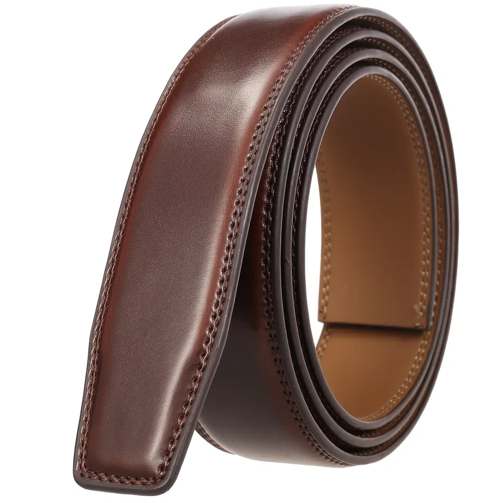 Color: army green, Belt Length: 125cm - 90-130cm Brand No Buckle 3.0cm Wide Genuine Leather Automatic Belt Body Strap Without Buckle Belts Men Good Quality No Holes