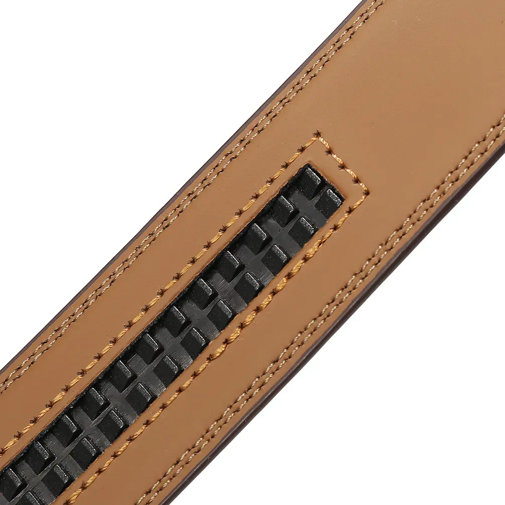 Color: army green, Belt Length: 125cm - 90-130cm Brand No Buckle 3.0cm Wide Genuine Leather Automatic Belt Body Strap Without Buckle Belts Men Good Quality No Holes