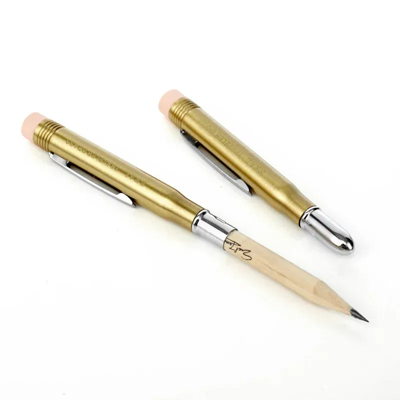 Color: Red - Fromthenon Traveler's Brass Pencil Metal Stationery Retro Travel Stationery Series Pictures Props Pencils for School