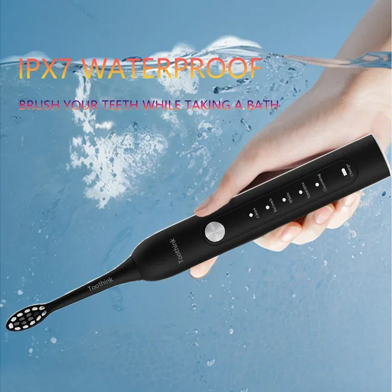 Color: WHITE - Toothink Electric Toothbrush Smart Timing Tooth Brush Rechargeable Teeth Clean Whitening Sonic Toothbrush With Replacement Head