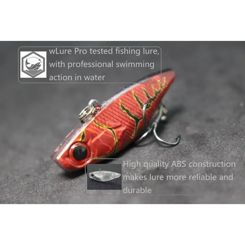 Color: Dark green - wLure Fishing Lure Lipless VIB 4cm 4.6g Tiny Hard Lure Carp Fishing Fly Fishing Bait Tail Hook Sinking to Bottom L666