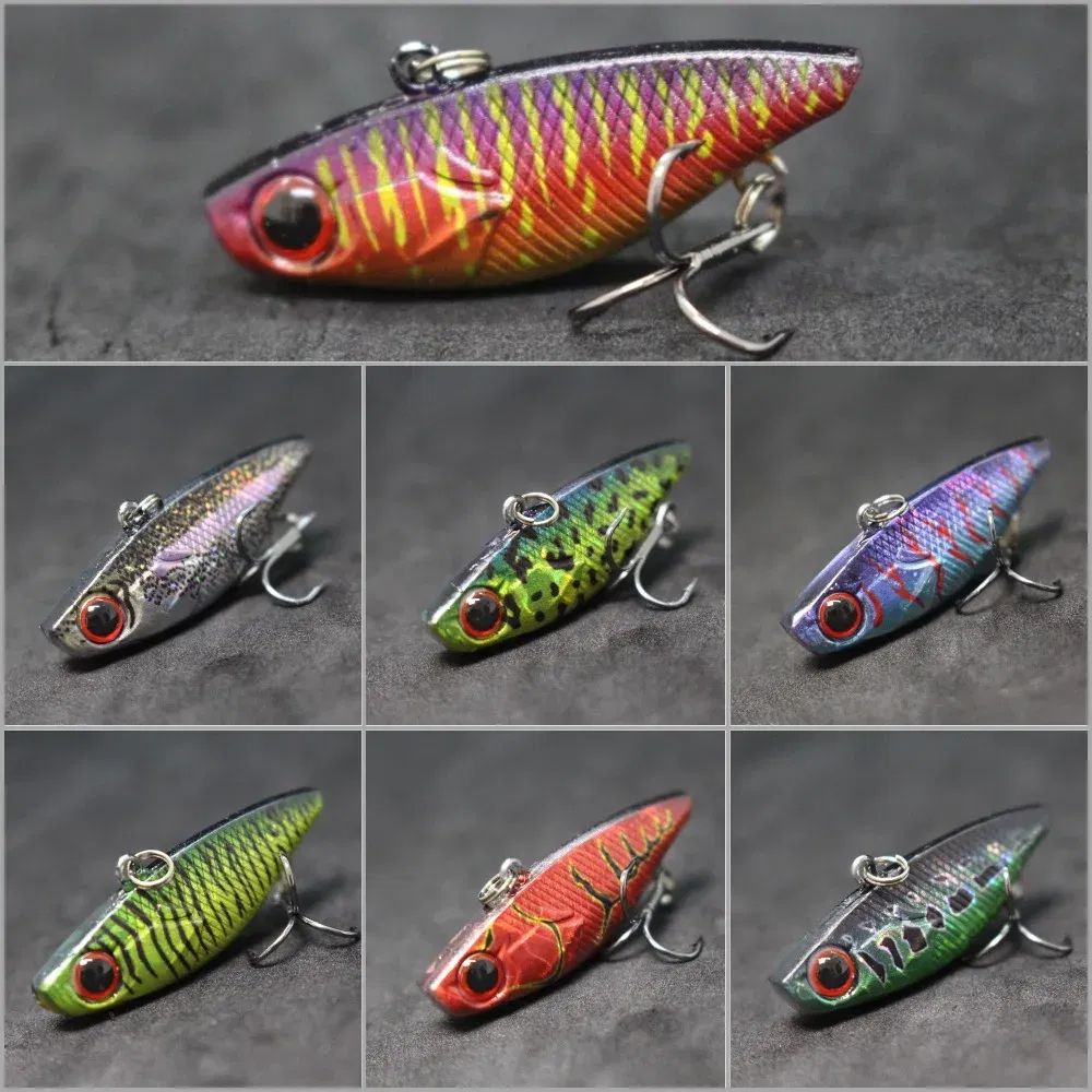 Color: Dark green - wLure Fishing Lure Lipless VIB 4cm 4.6g Tiny Hard Lure Carp Fishing Fly Fishing Bait Tail Hook Sinking to Bottom L666